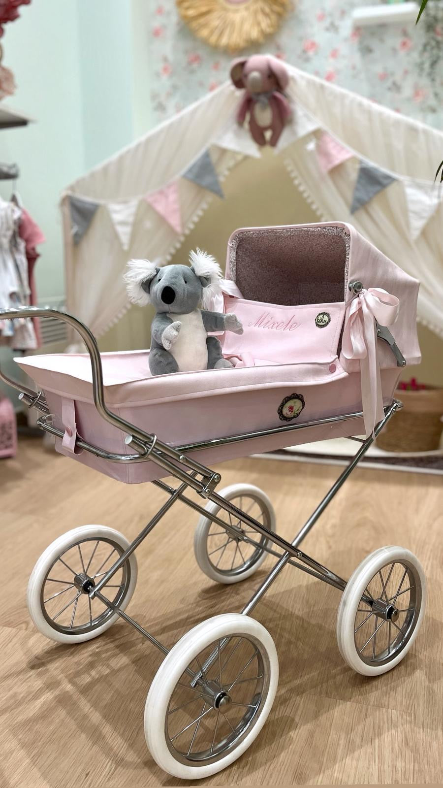 Cochecito de muñecas minisweet Rosa + Bolso